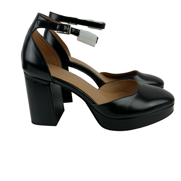 NEW Madewell The Mable Ankle Strap Platform Pump Black Leather Size 10.5 - Picture 2 of 5